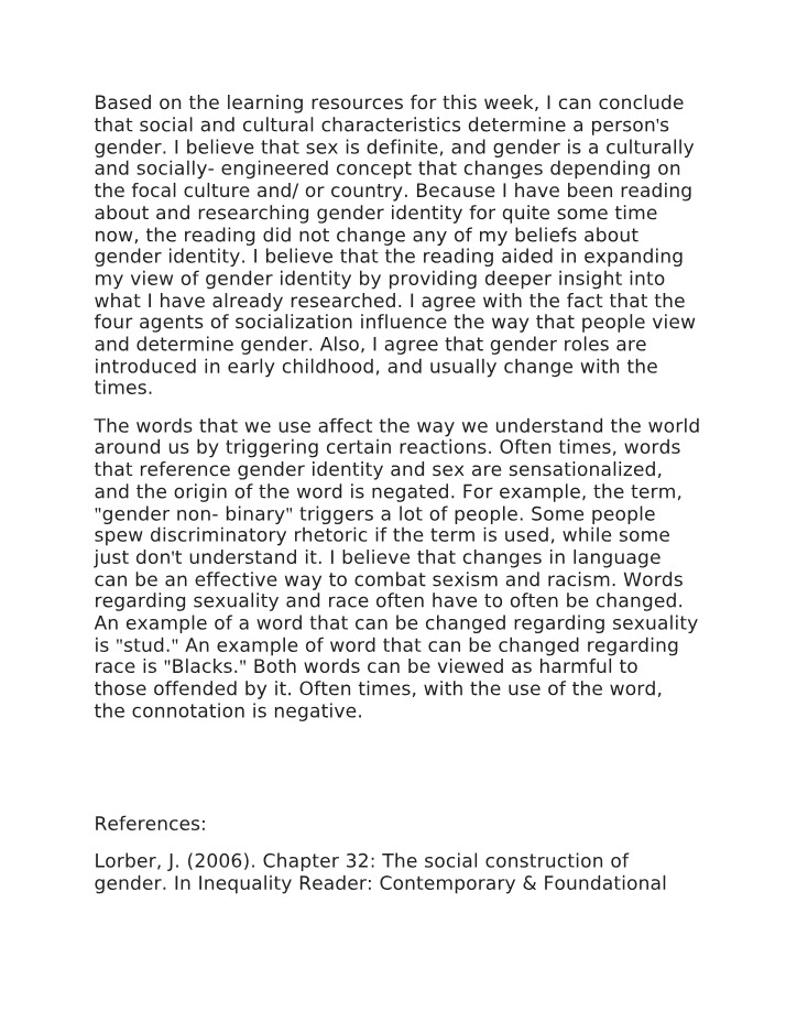 Social and Cultural Influences on Gender