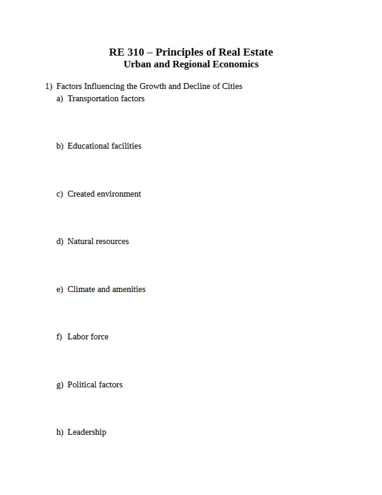 Economics Urban and Regional