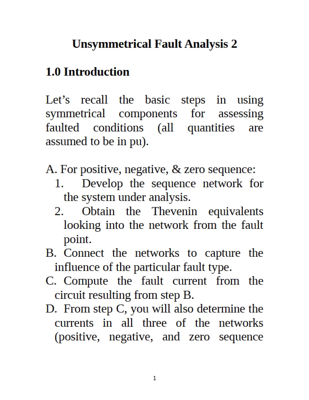 Part Two of an Analysis of Unsymmetrical Faults