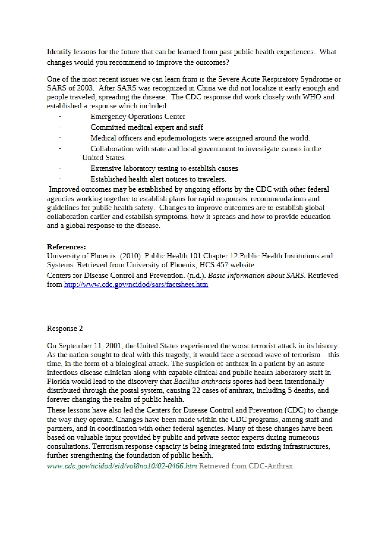 Recommendations for Outcome Improvement