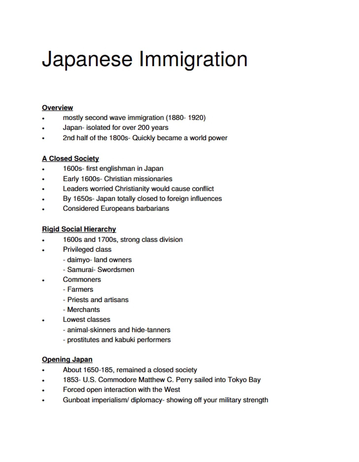History of Japanese Immigration