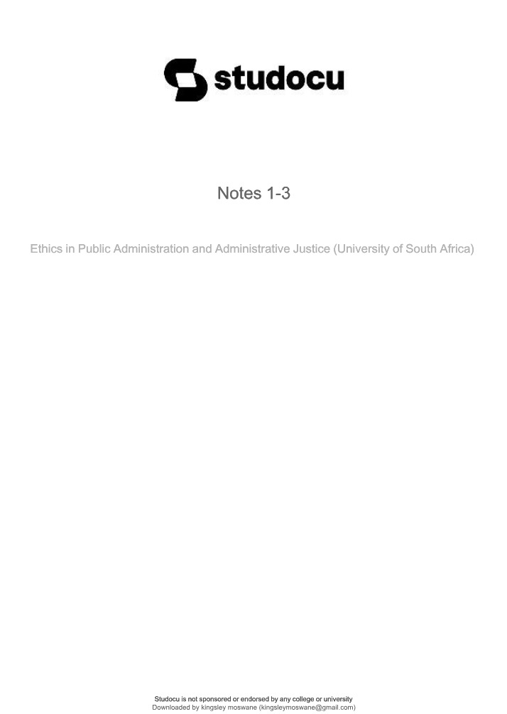 Public Administration and Administrative Justice - Ethics Notes