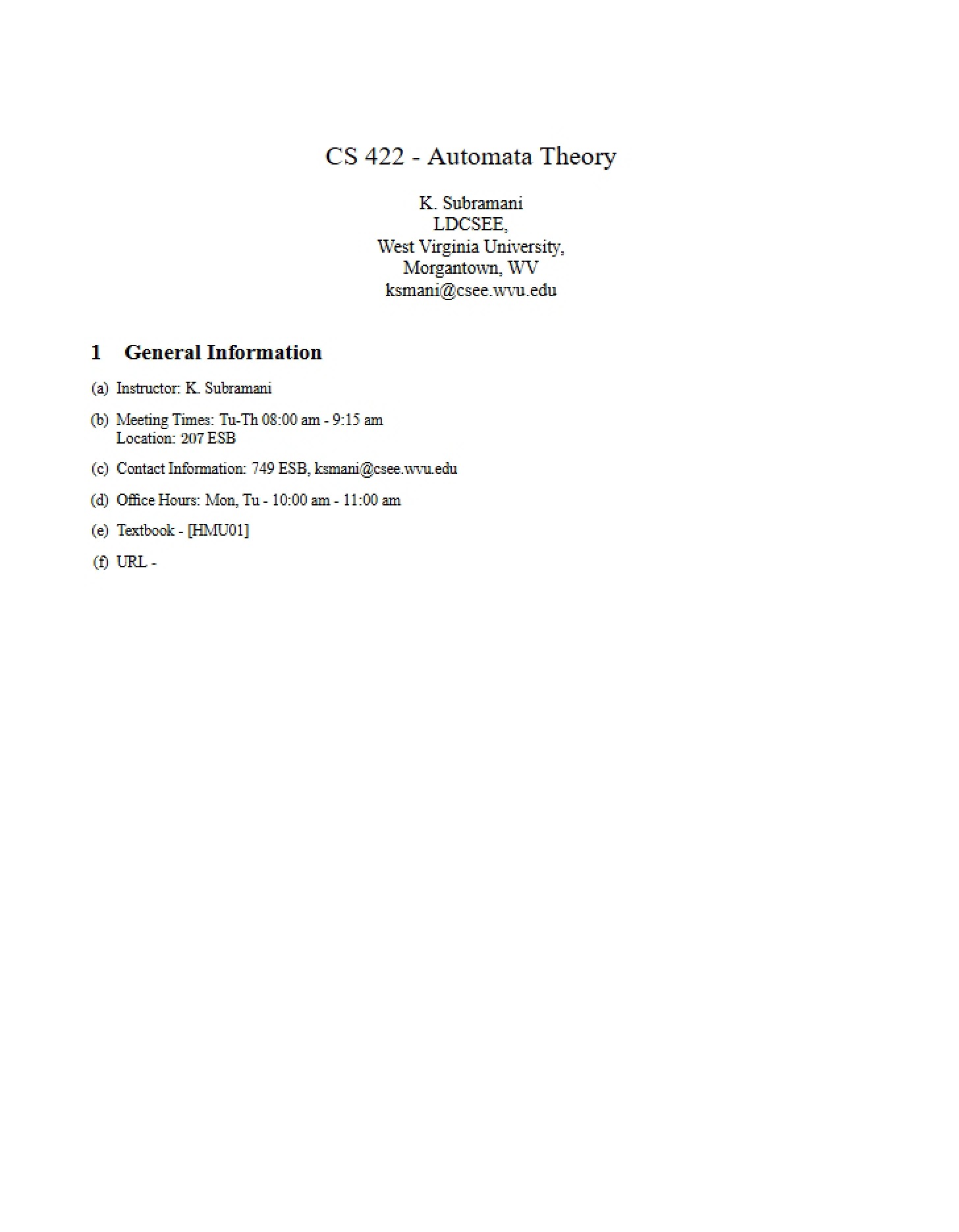 Course Syllabus