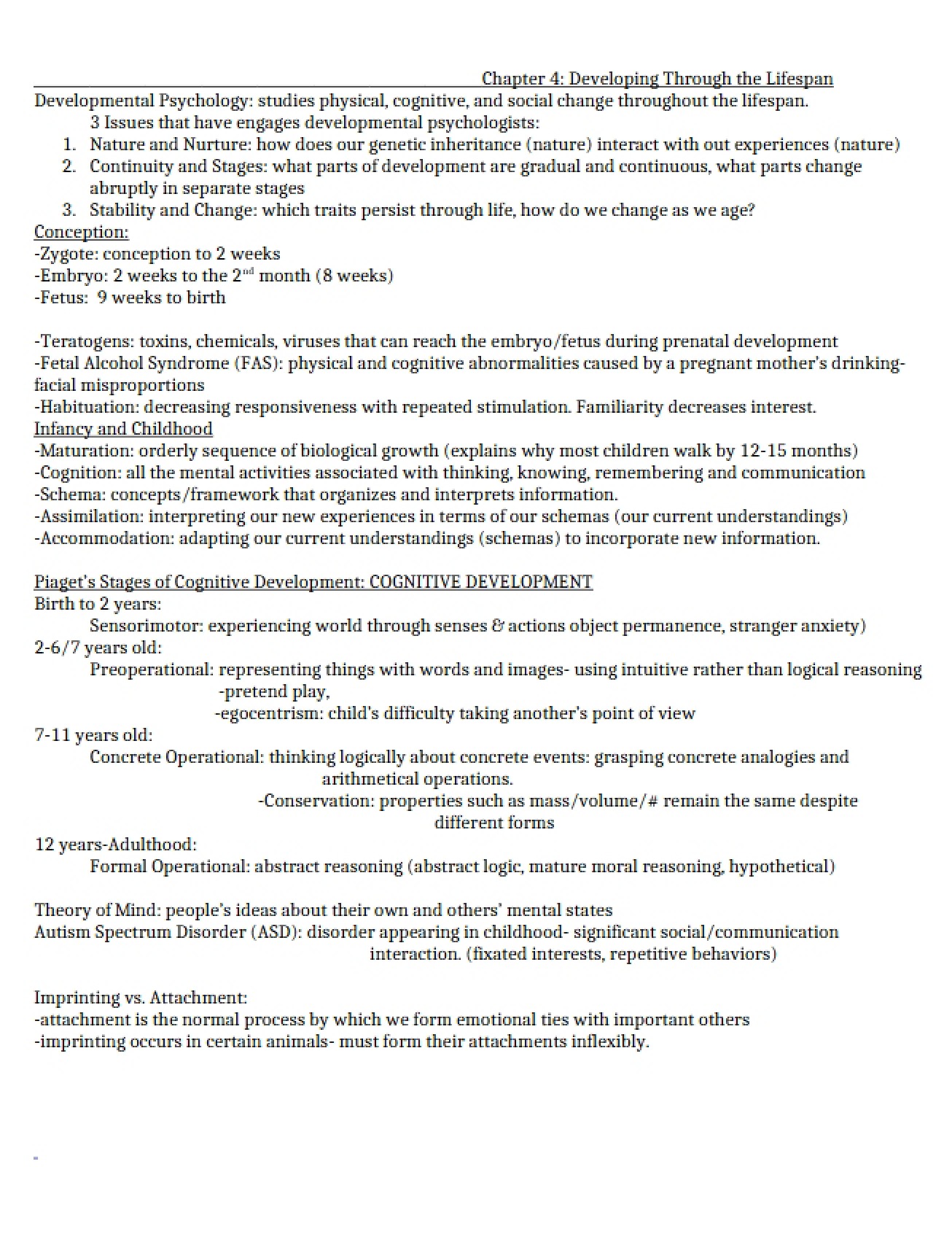Lifespan Development Chapter 4