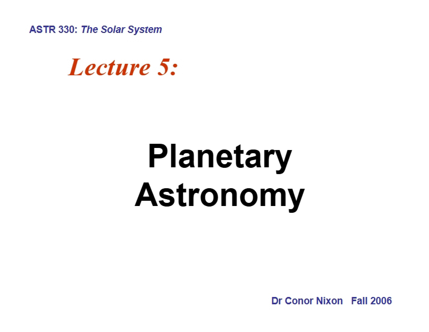 Astronomy of Planets