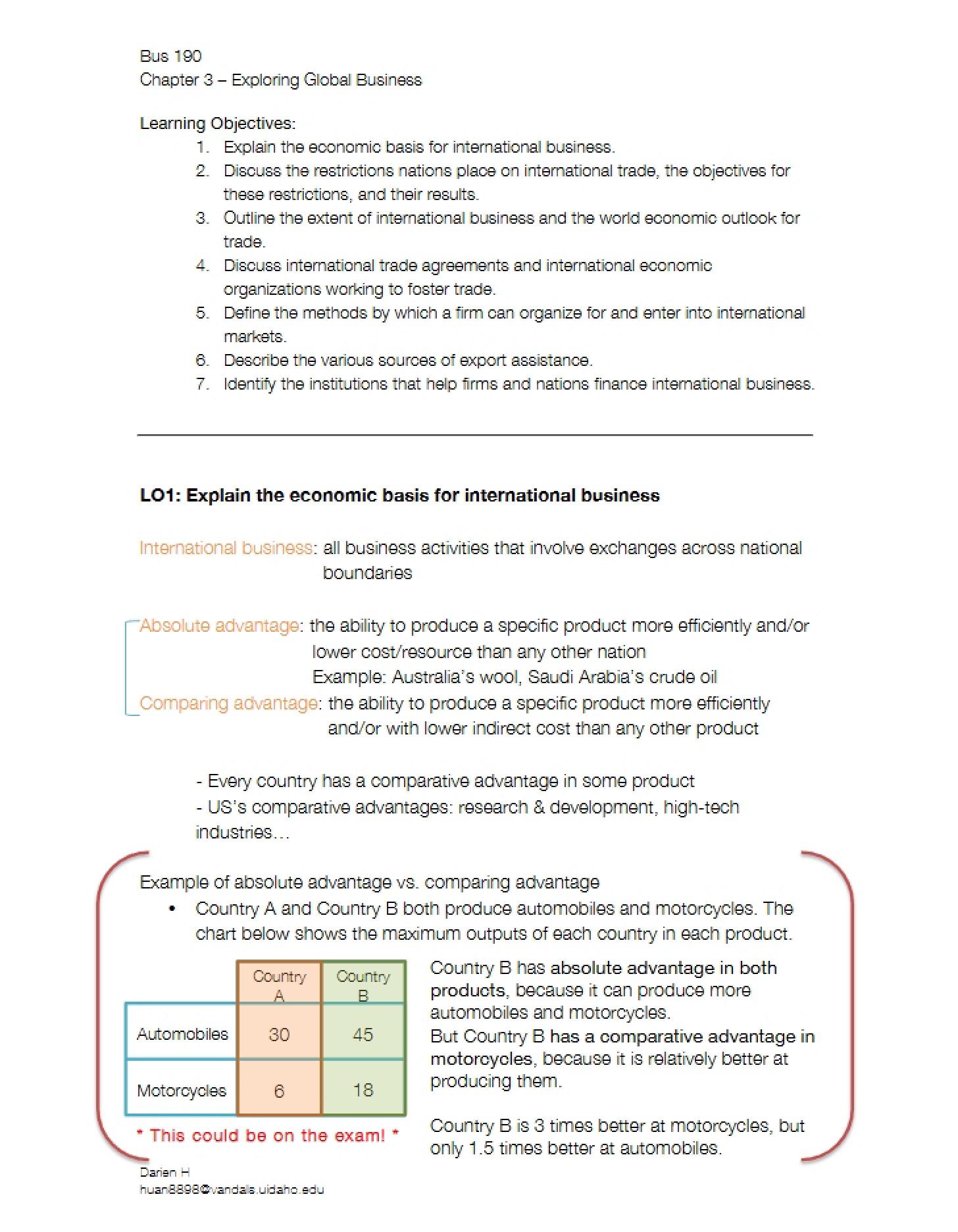 Global Business Overview (Chapter 3)