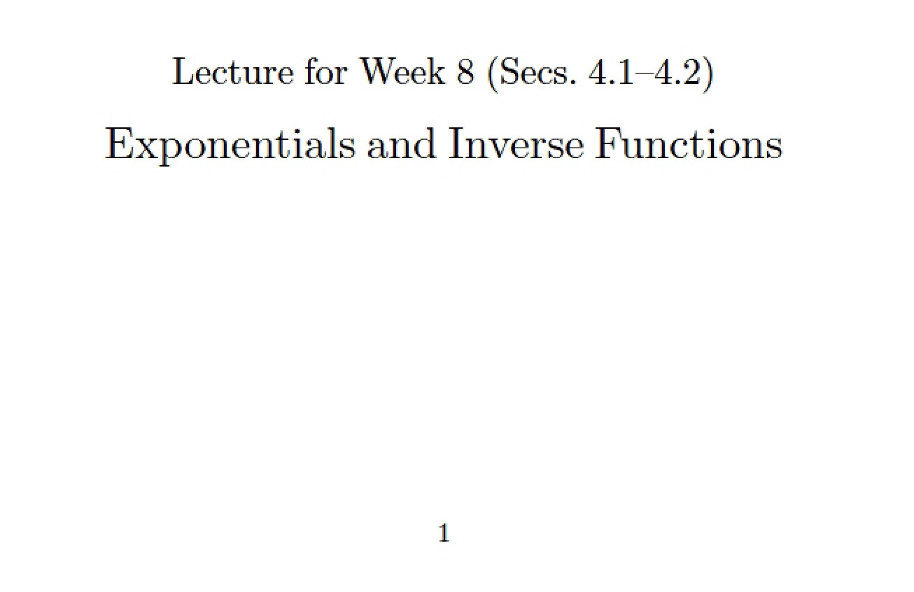 Lecture Content for Sections 4.1 and 4.2