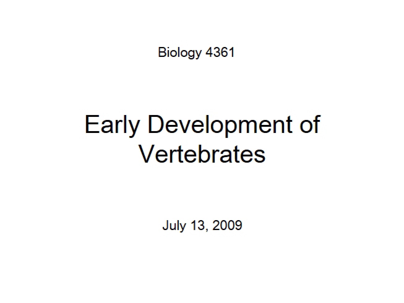 Vertebrate Initial Development