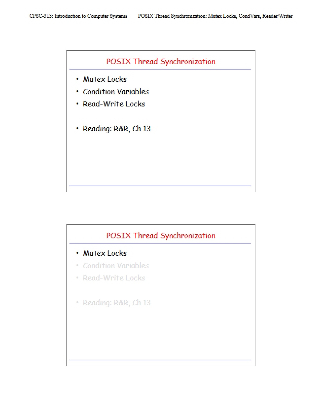 Overview of POSIX Thread Synchronization