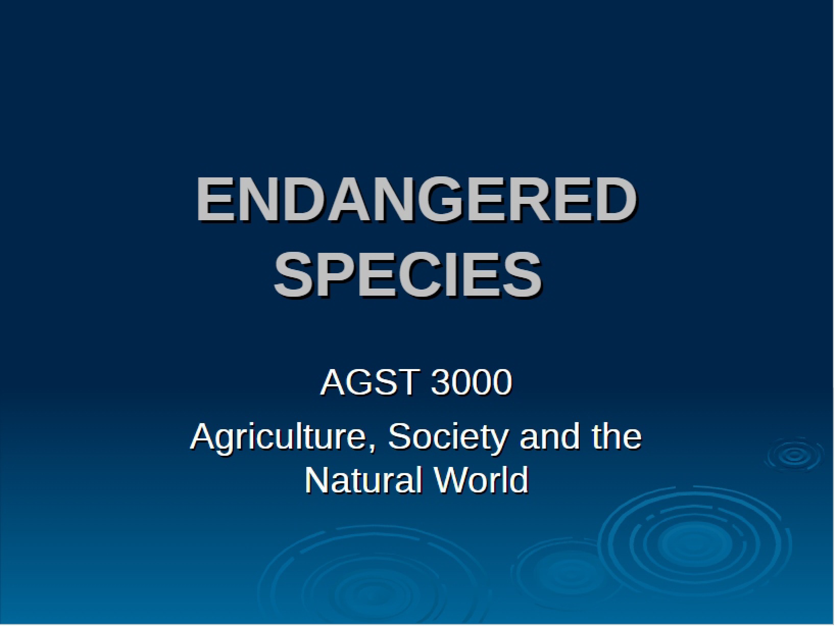 Species Endangerment