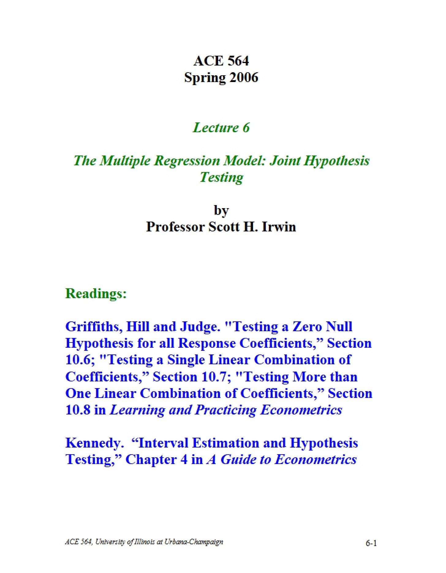 Joint Hypothesis Testing in Multiple Regression