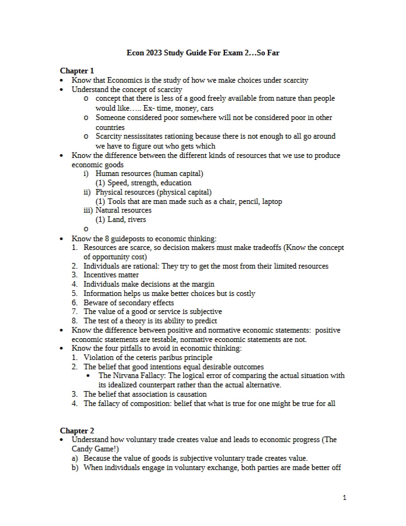 Exam Two Preparation Guide