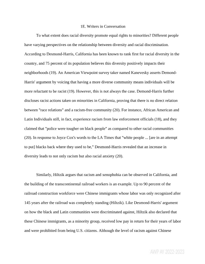 Writers in Conversation - 1E