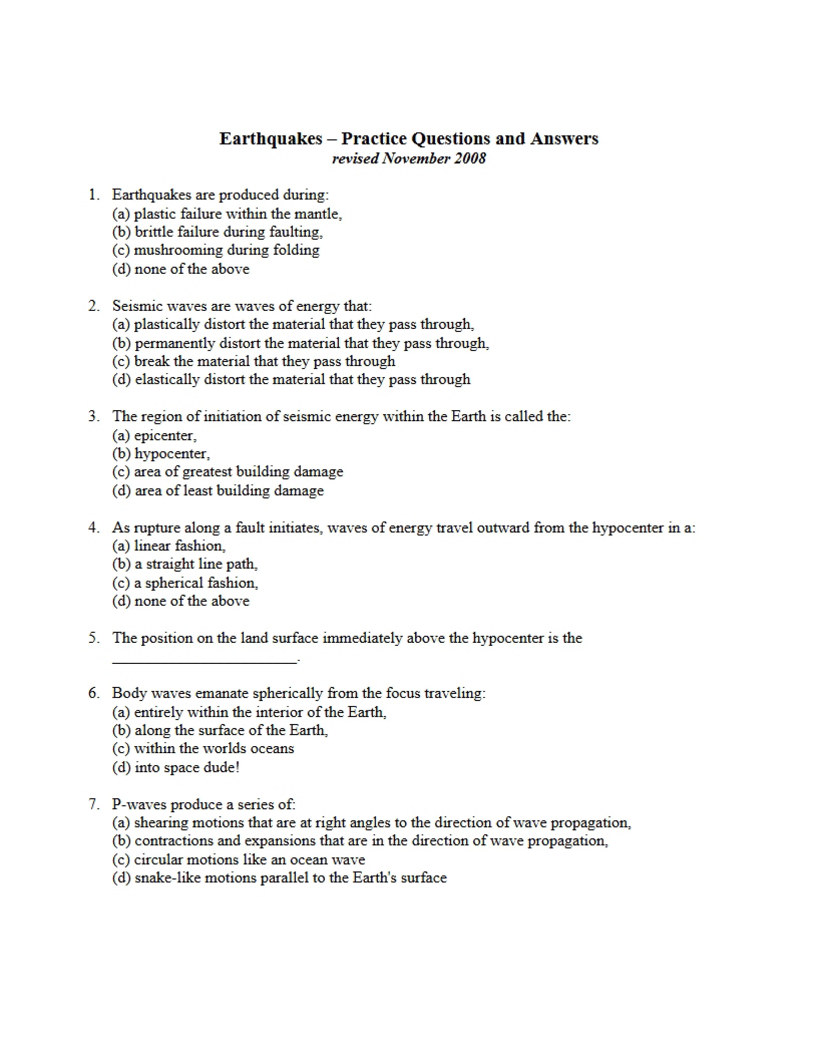 Earth Dynamics Lab Q&A Practice