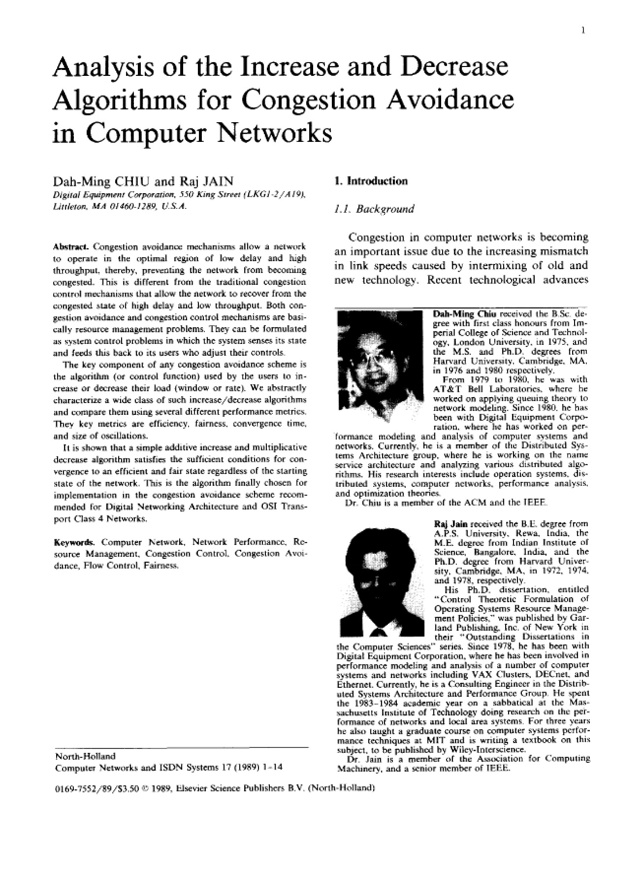 Congestion Avoidance Analysis of IncreaseDecrease Algorithms