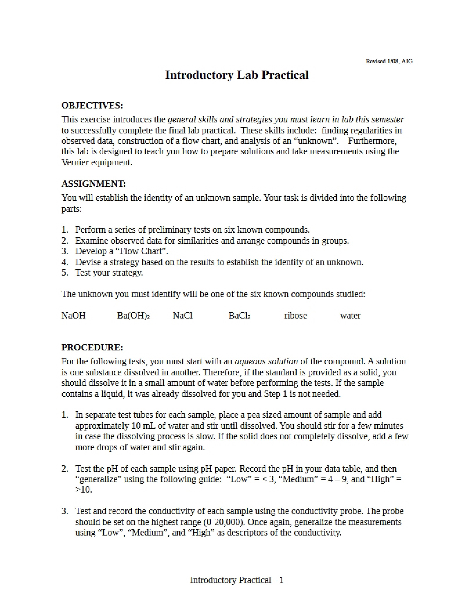Practical for Introductory Lab