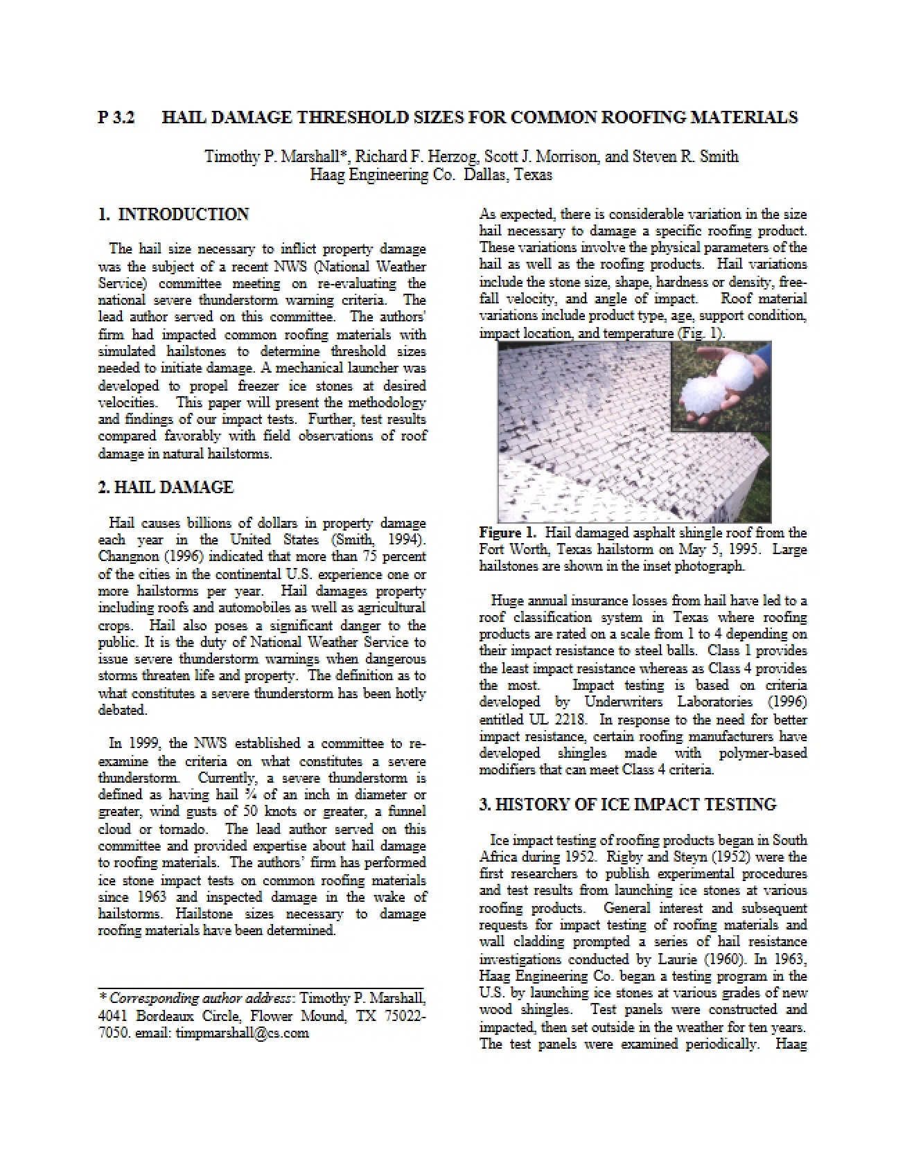 Roofing Materials Hail Damage Threshold