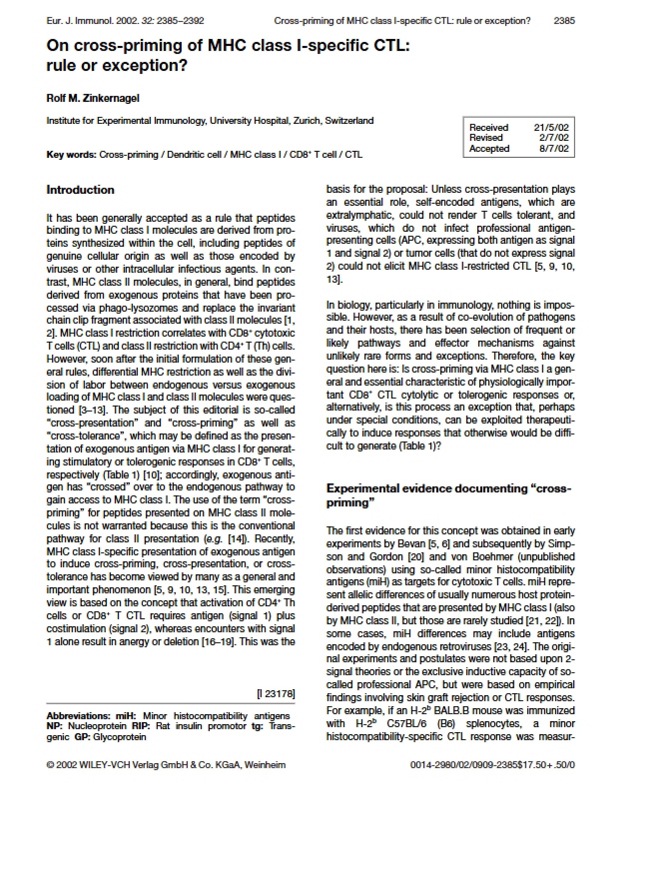 On the Cross-Priming of MHC Class I-Specific Cytotoxic T-Lymphocytes