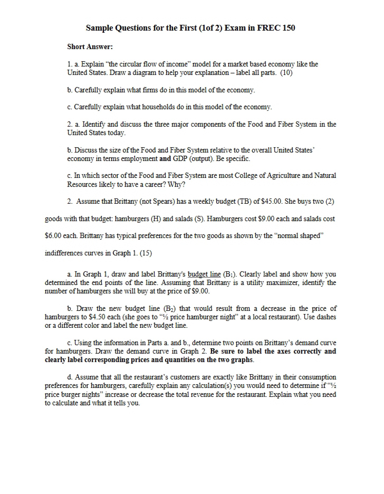First Exam Sample Questions