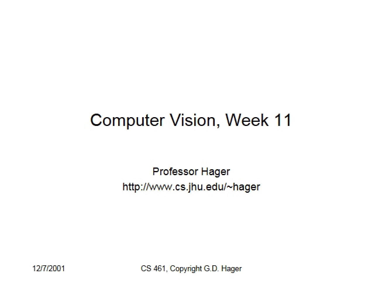 Week 11 Computer Vision