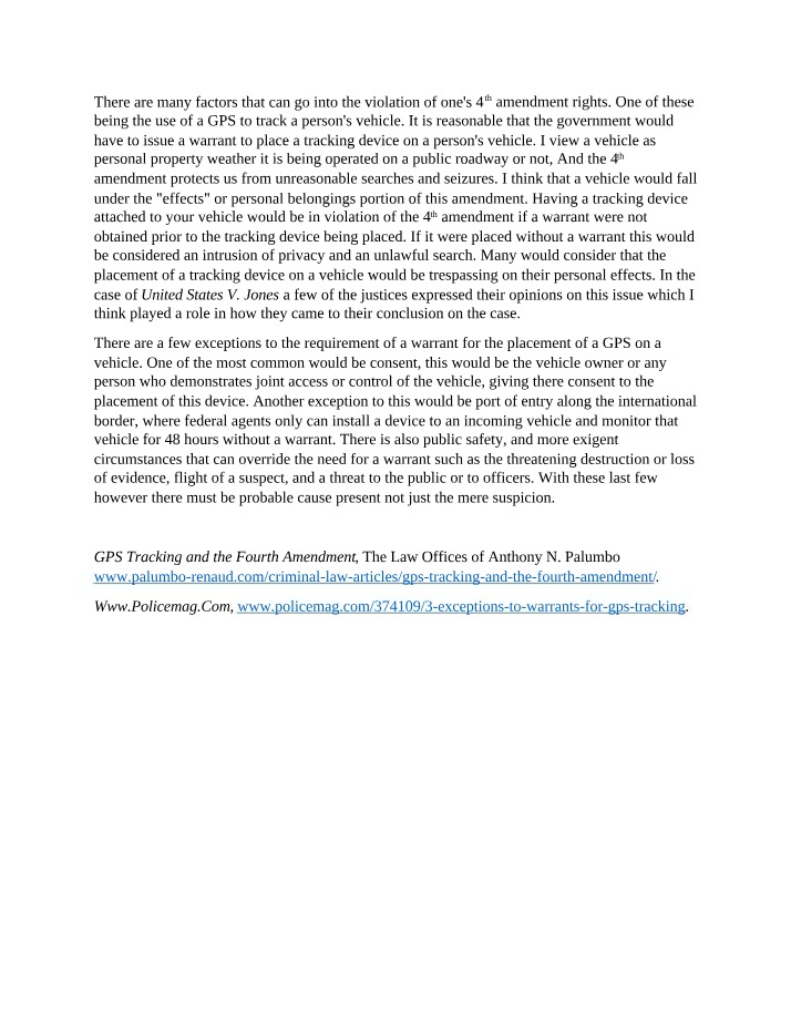 Fourth Amendment Rights and GPS Tracking