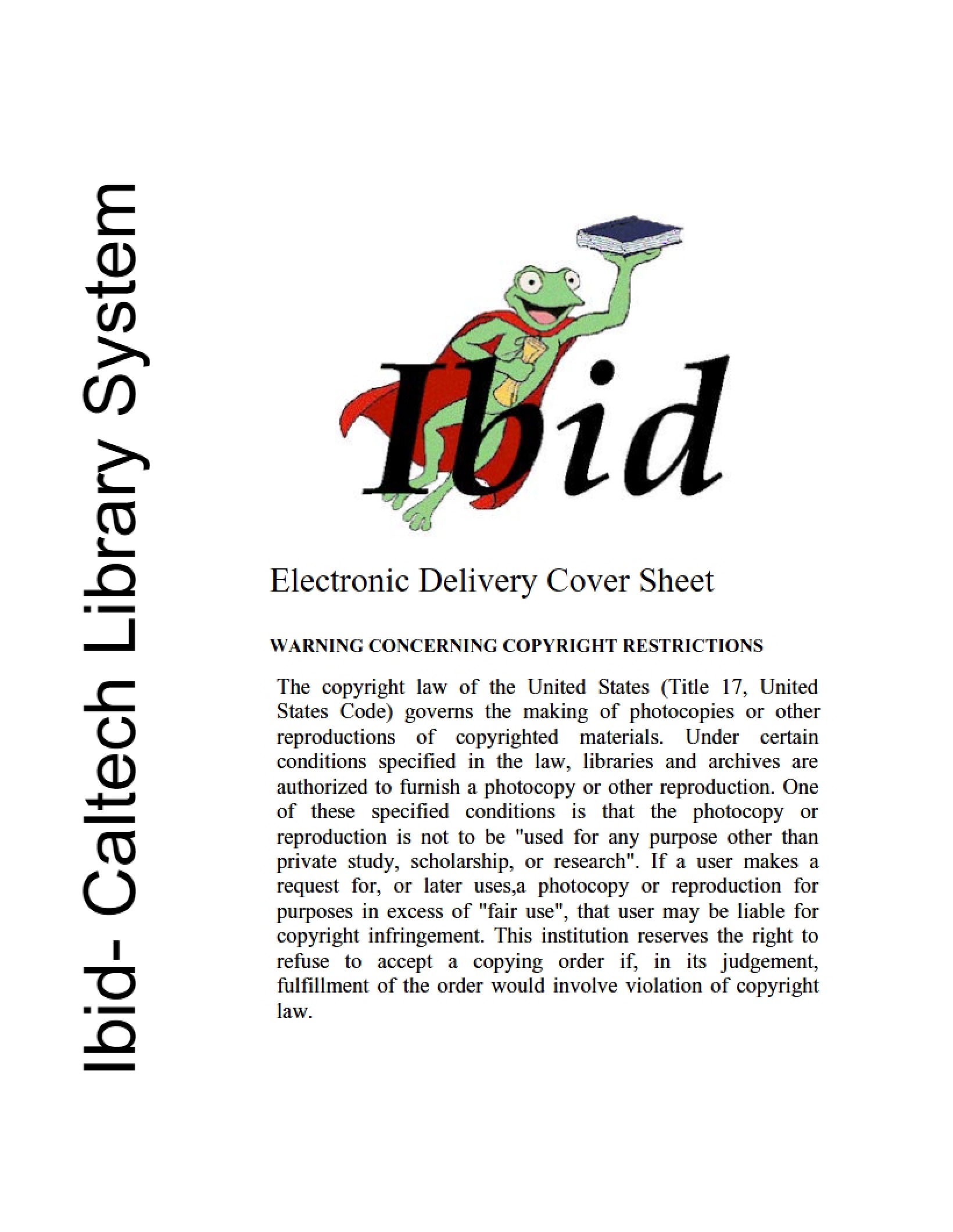 Delivery Cover Sheet
