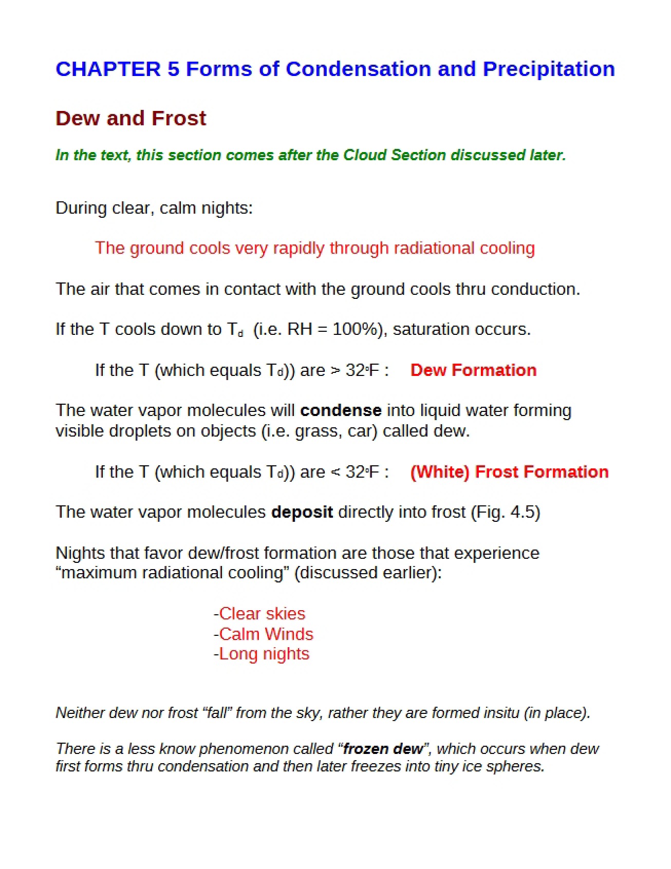 Precipitation and Condensation Forms Chapter 5