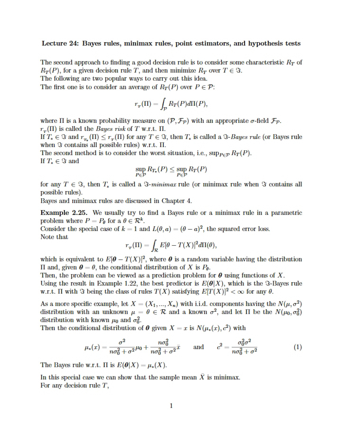 Notes from Lecture 24