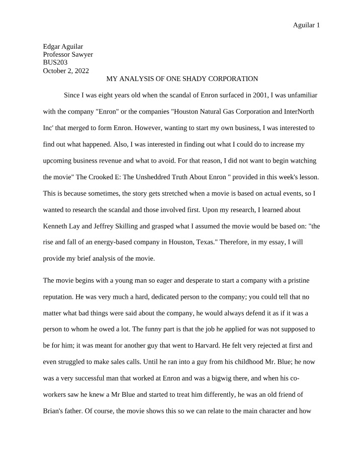 Essay for Unit 7 - BUS 203