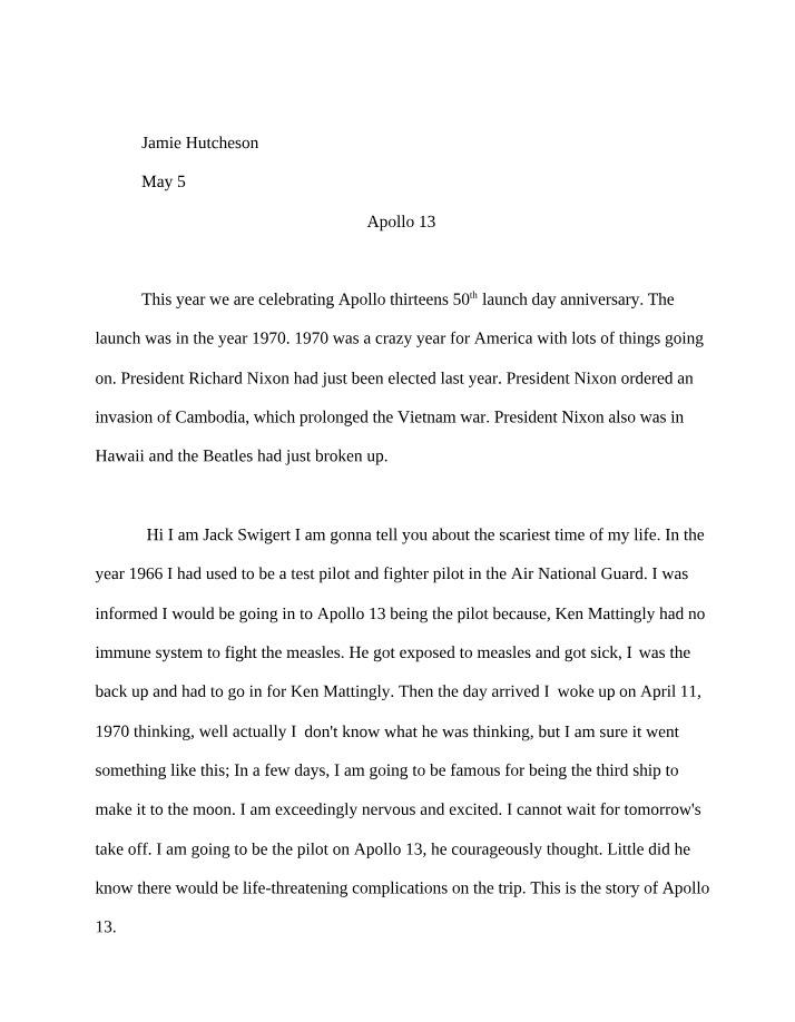 BIO5403 - Apollo 13 Case Study