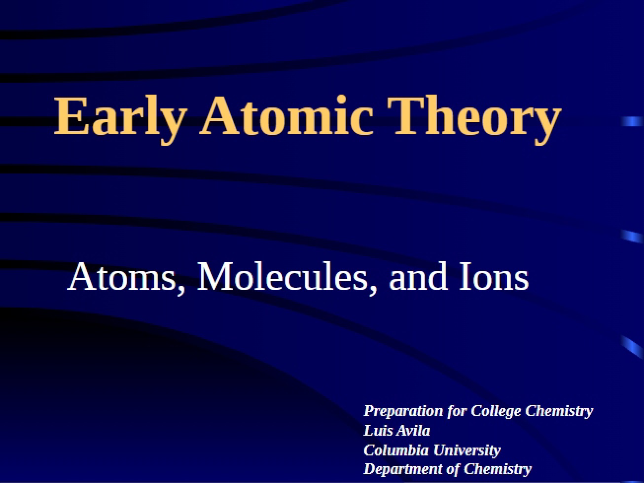 Theory of Atoms Early Concepts