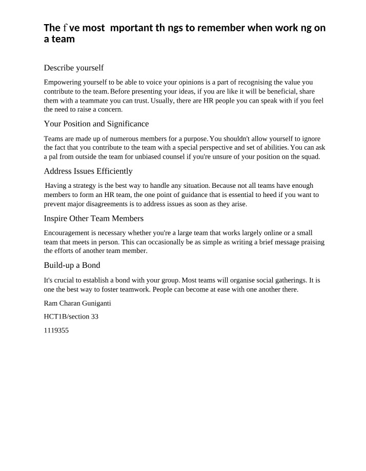 Responsibilities of a Team Member
