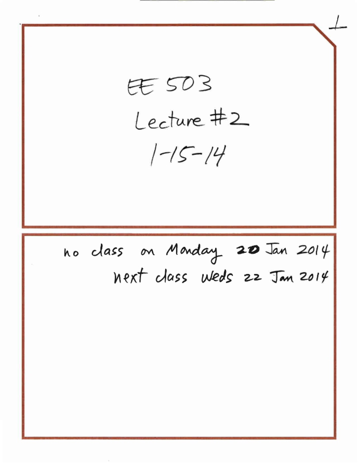 Lecture 02 (Jan 15, 2014)