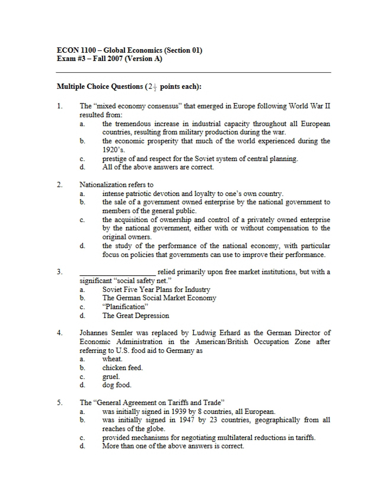Review Sheet for Examination Number Three