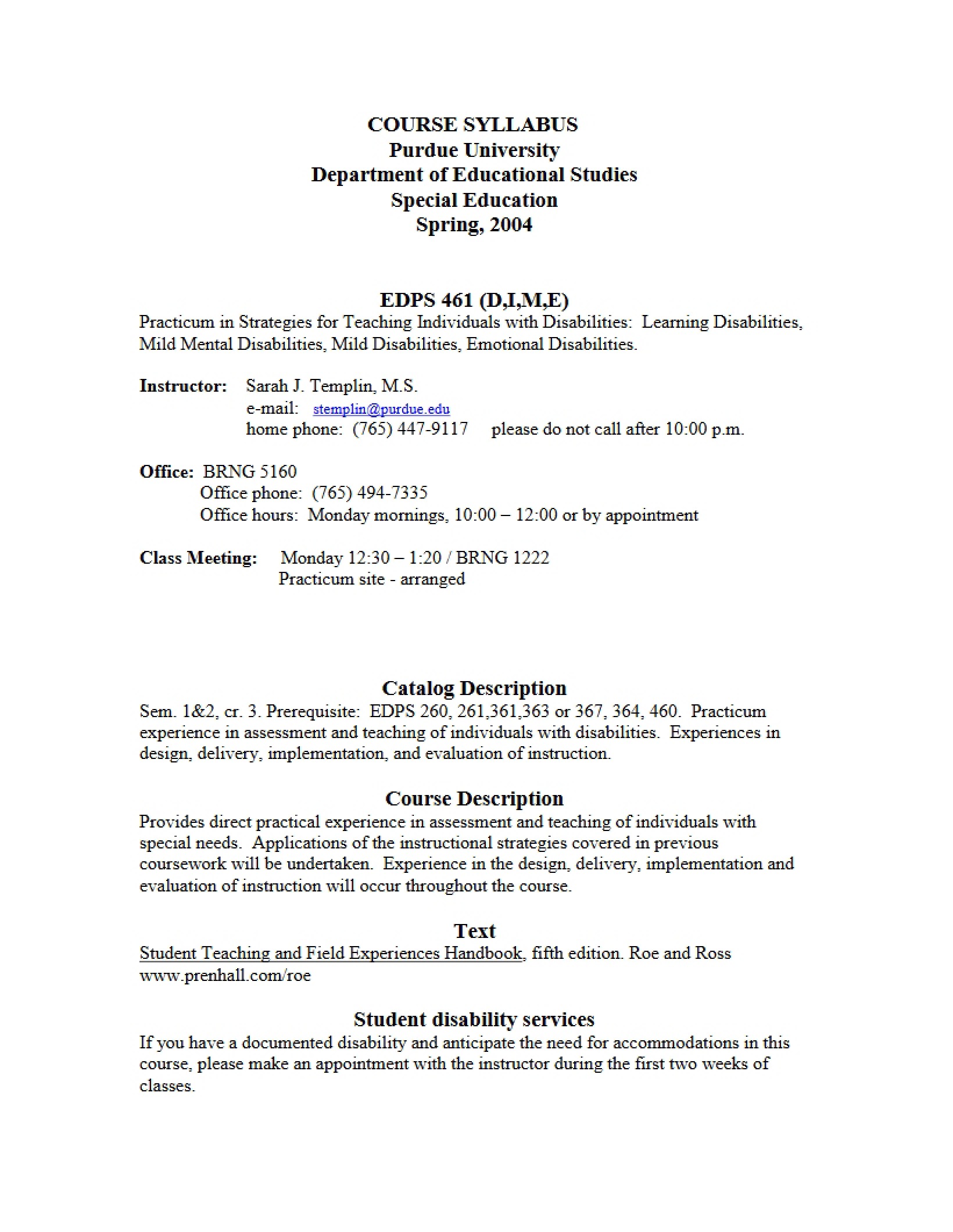 Syllabus - 5 Pages