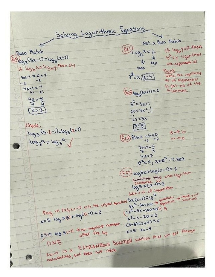 Notes on Solving Logarithmic Equations