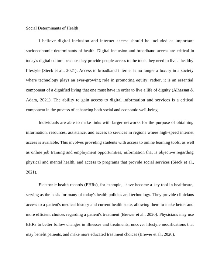 Week 9 Discussion on Social Determinants of Health
