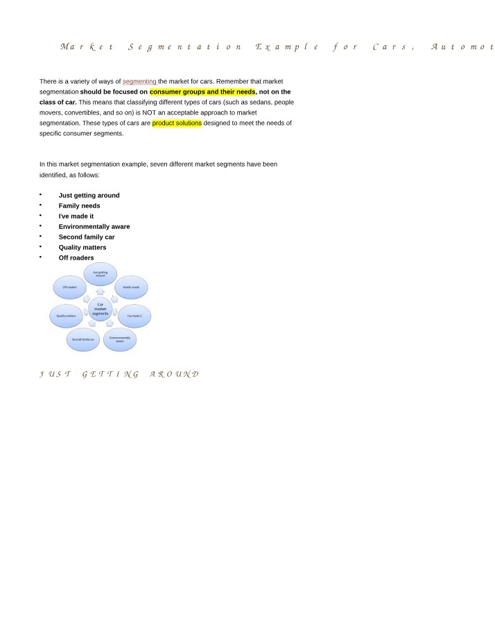 7 Car Market Segments and Consumer Examples