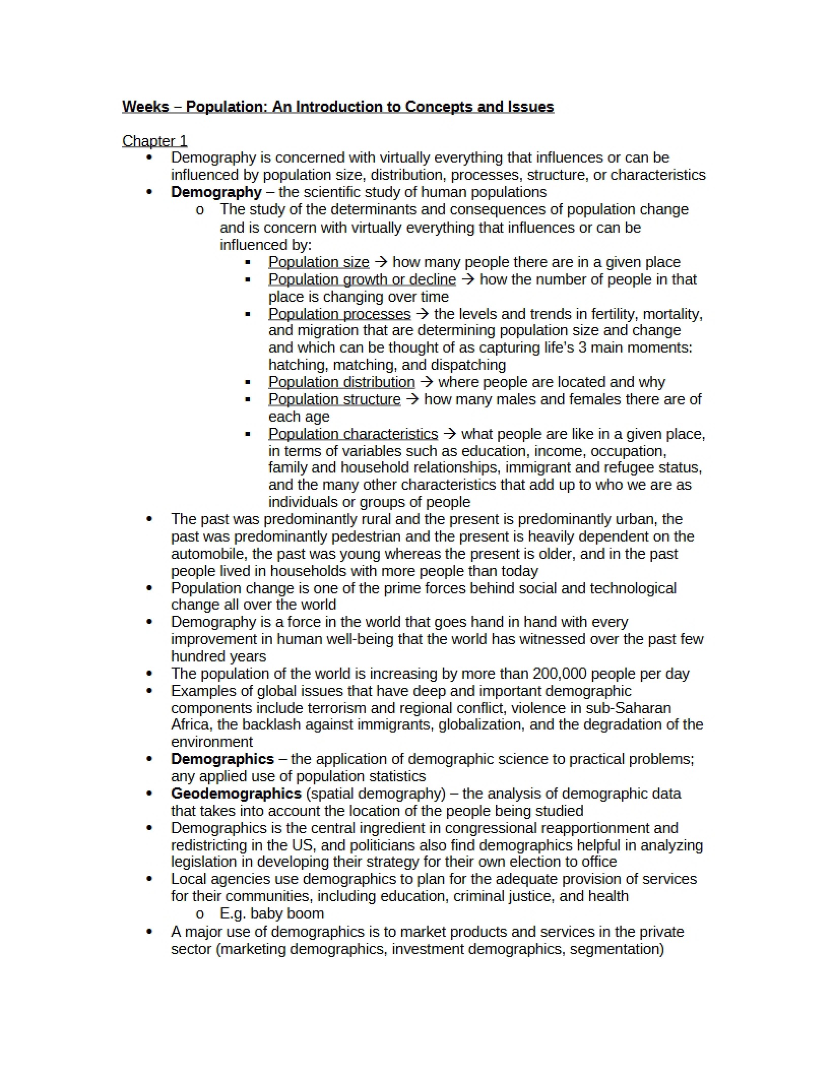 Concepts and Issues in Population