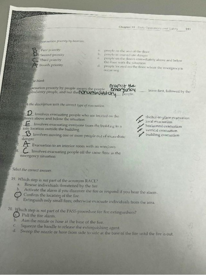 Quiz on Daily Operations and Safety Evacuation