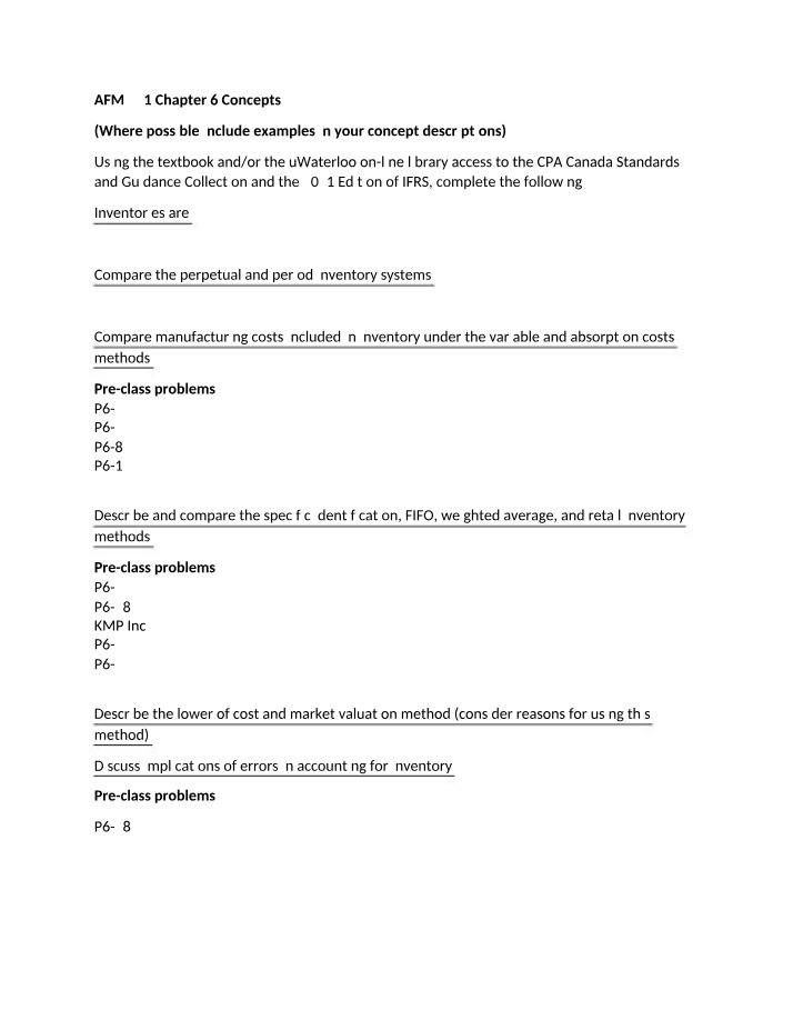 Chapter 6 Concepts - AFM 291