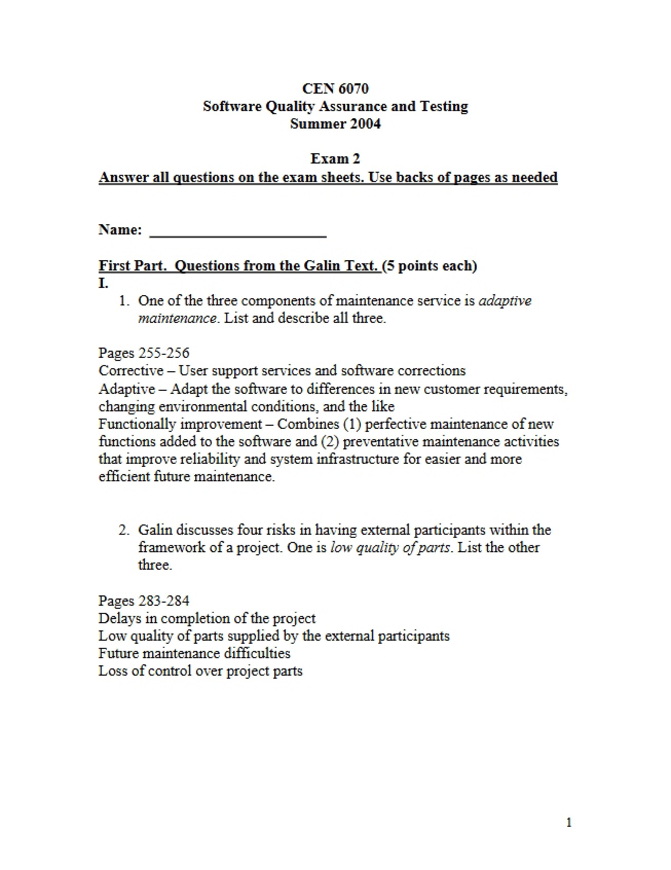 CEN 6070 Study Notes