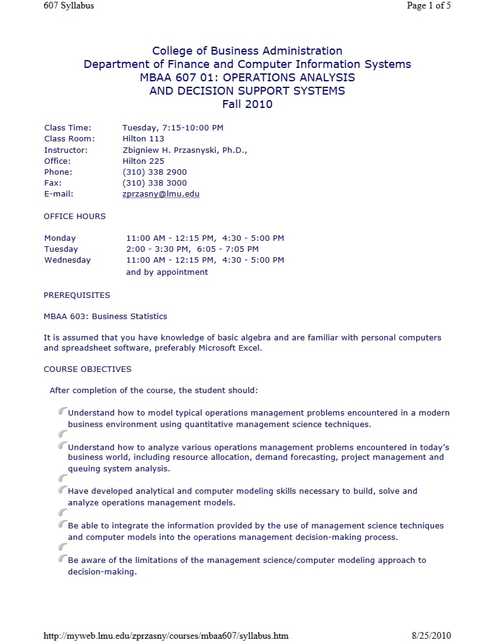 MBAA 607 Syllabus