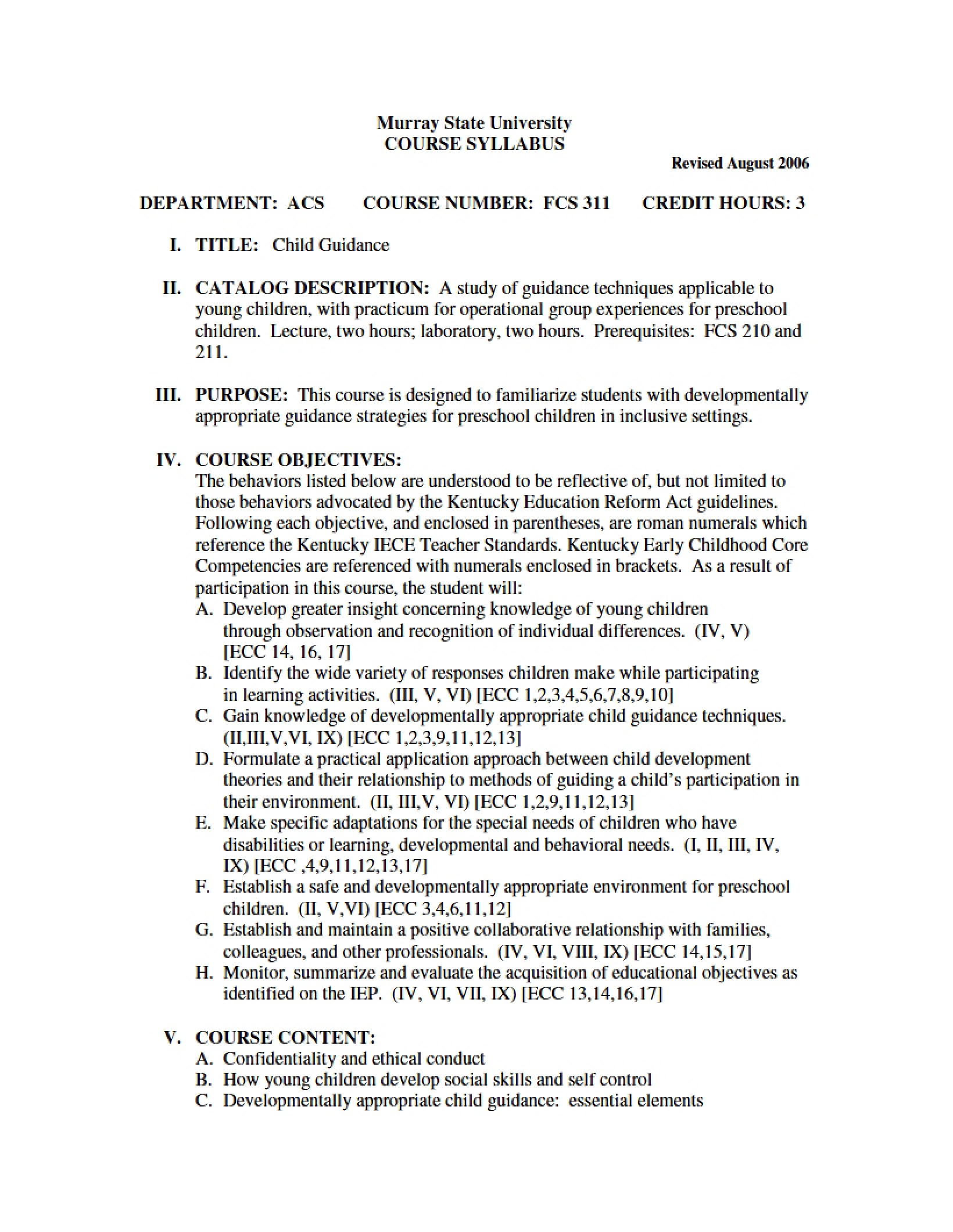 Syllabus - 4 Pages