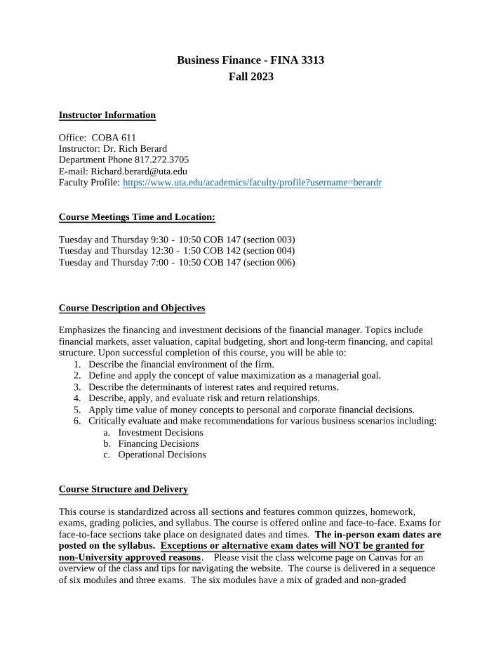 FINA3313 Fall 2023 Syllabus