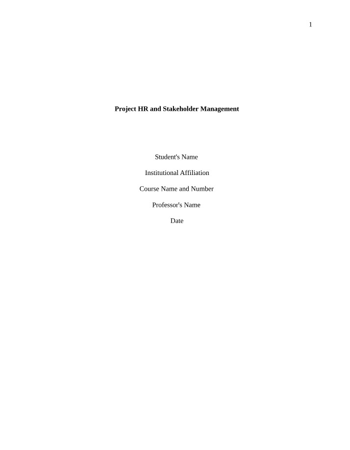 Stakeholder and HR Management for Projects