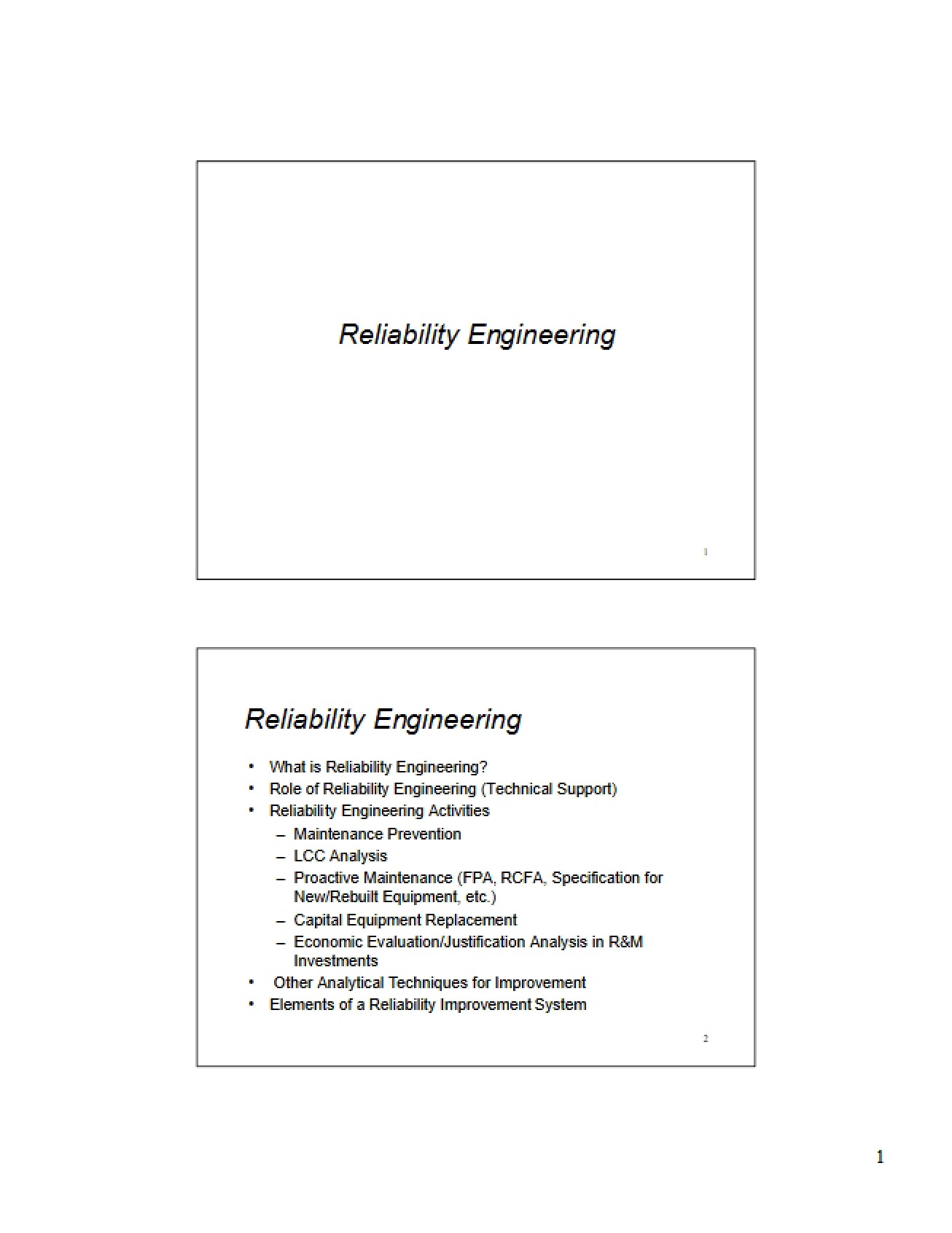 Engineering for Reliability