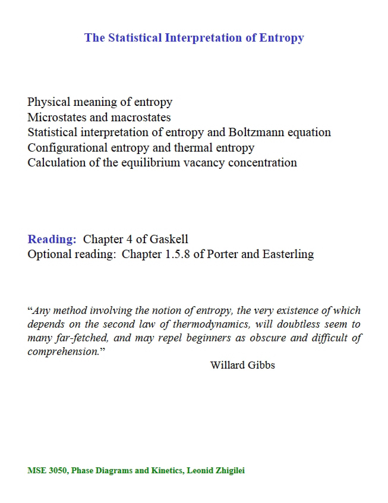 Entropy Statistical Interpretation