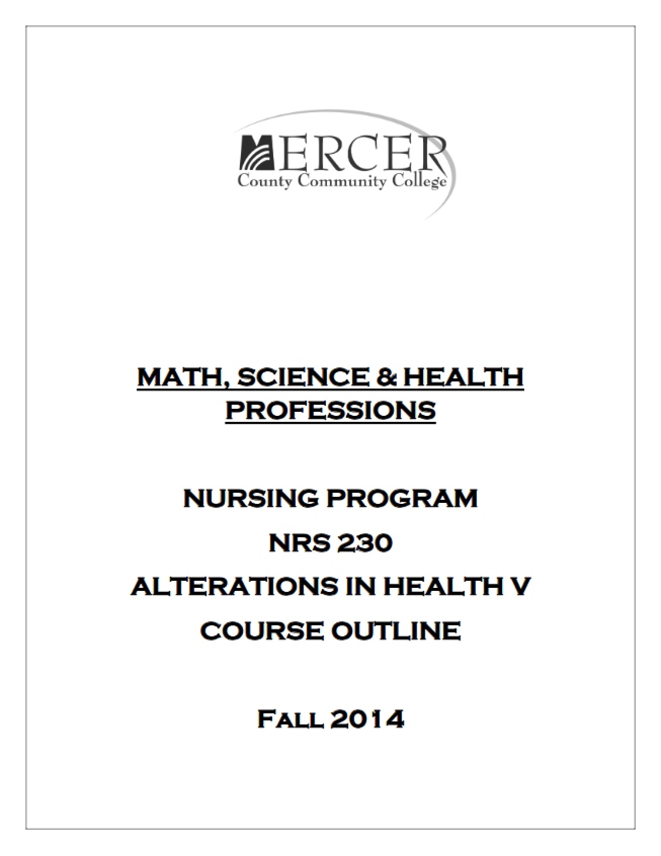 Alterations in Health V Outline