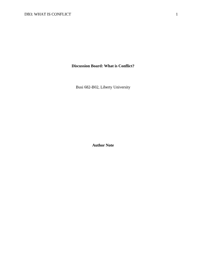 What is Conflict - Discussion Board